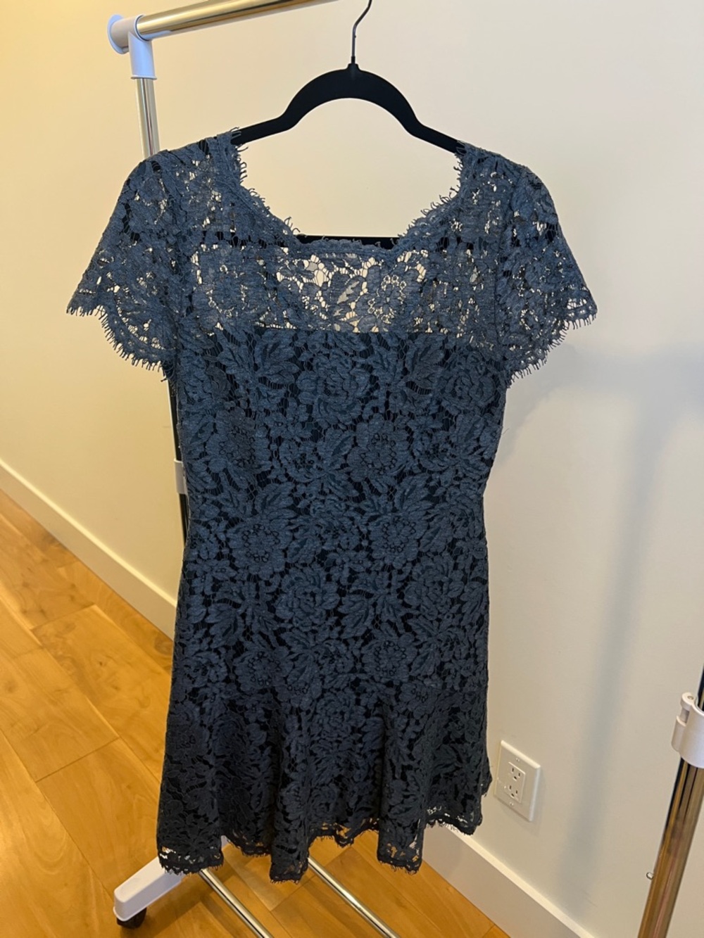 Diane von Furstenberg Lace Overlay Dress in Grey